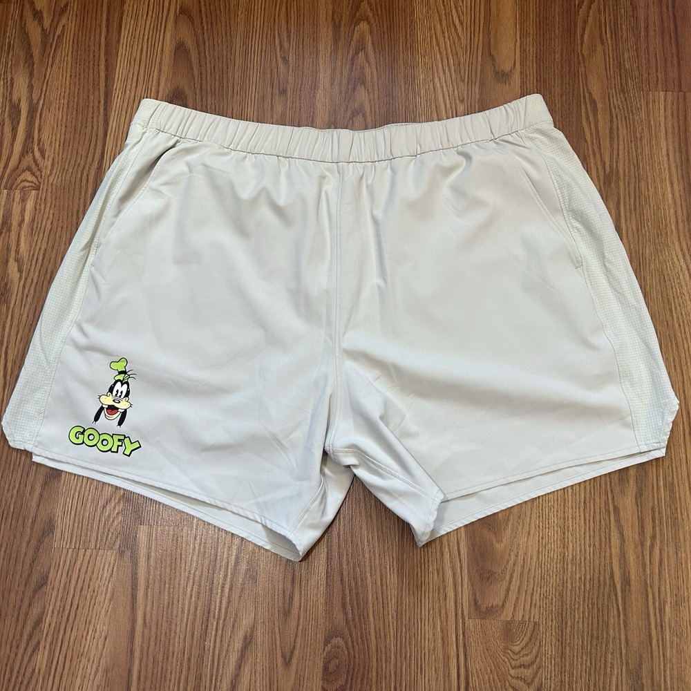 Disney Exclusive X Outdoor Voices Goofy Lined Shorts Size 2XL Khaki Drawstring
